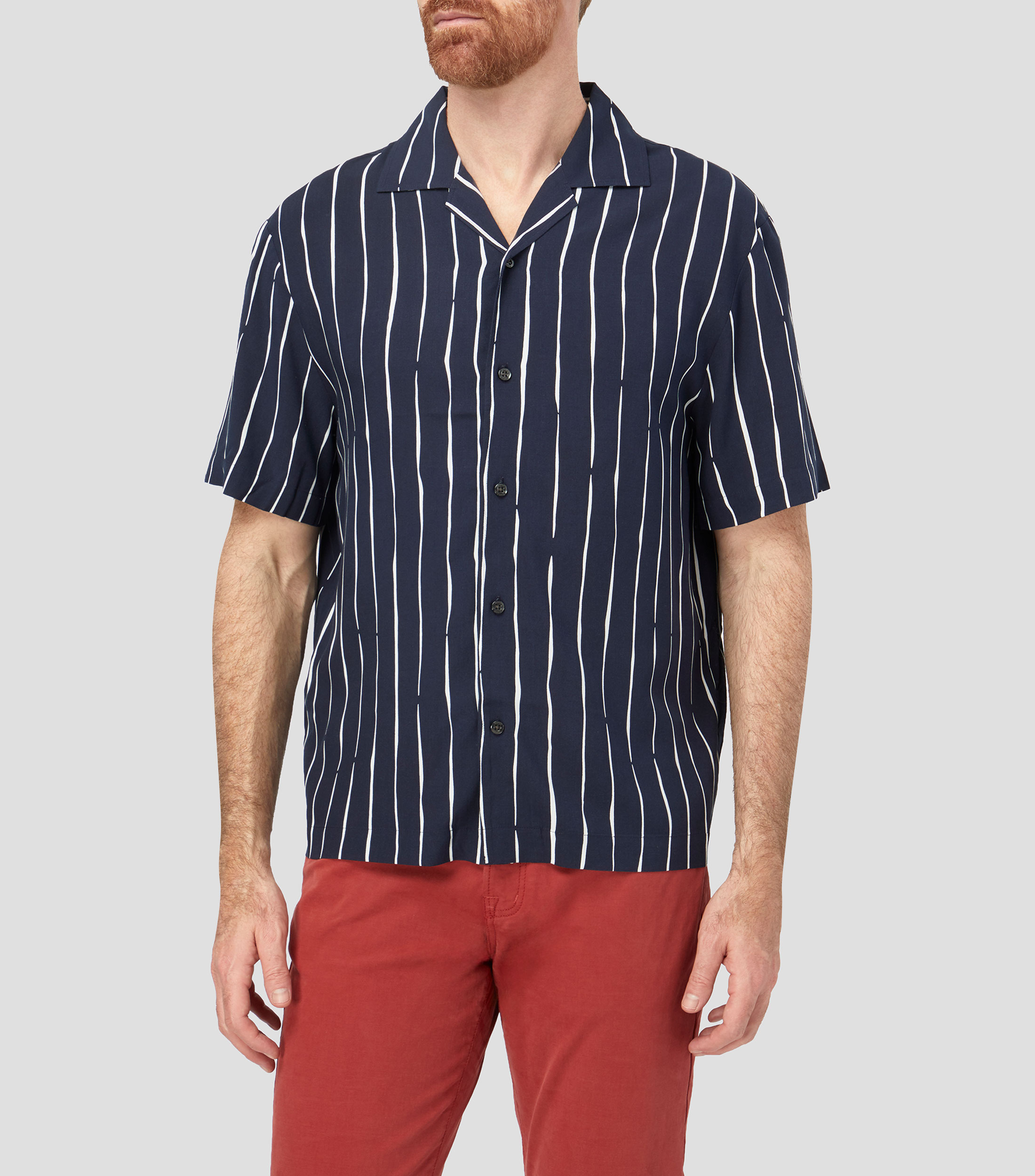 Camisa con rayas manga corta Hombre